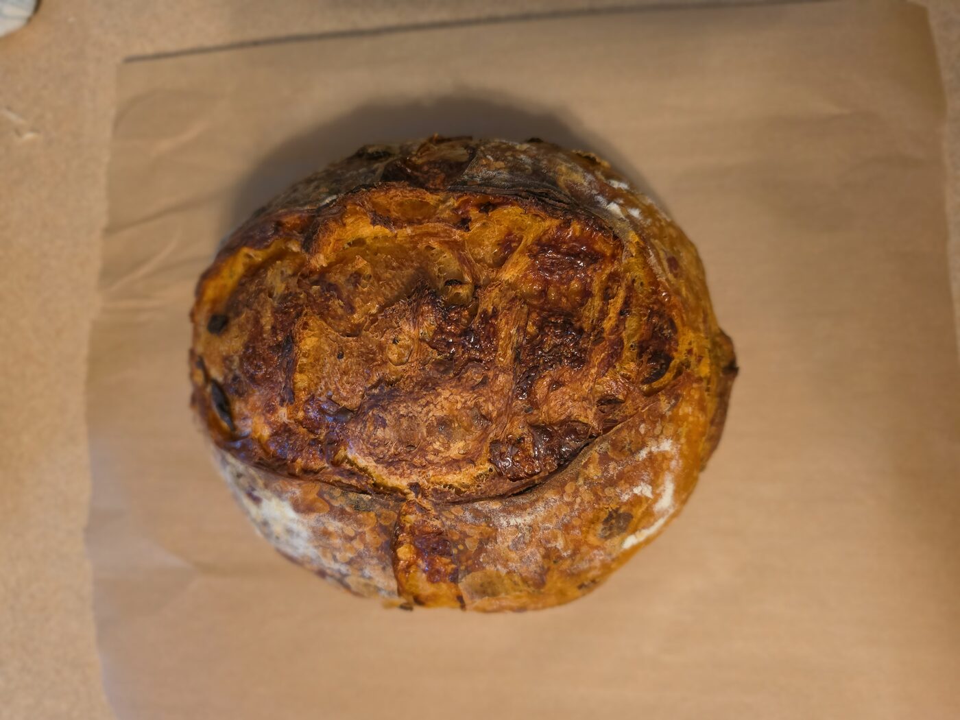 Golden jalapeño cheddar sourdough boule